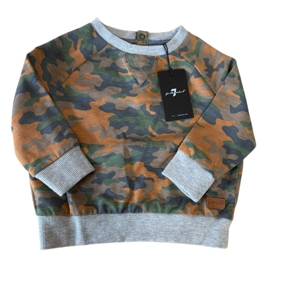 NEW 7 for All Mankind Baby Boy Size 12M Green Camo Long Sleeve Sweatshirt - Picture 1 of 5
